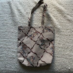 Beautifully-made Beige Tote with Cherub Design